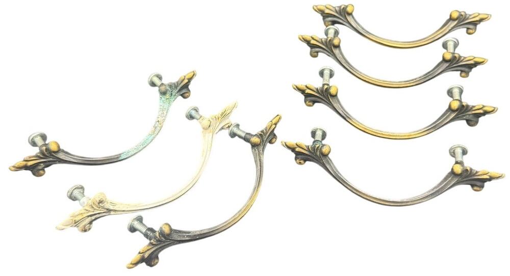 Vintage French Provincial Brass Handles Lot of 6 / 3 in Hole Spacing